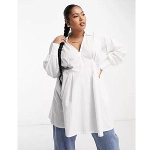 Corset Shirt White Cotton by Yours US Size 20 ASOS